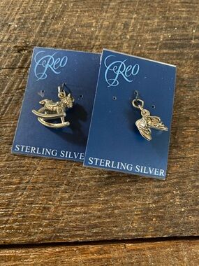 Sterling Silver Gold-Tone Rocking Horse & Sleigh Charms 2 Piece